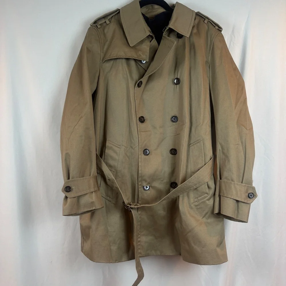 Banana Republic Mens Khaki Double Breasted Trench Coat Removable Liner SPR14 XL